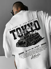 Load image into Gallery viewer, Men's short-sleeved t-shirt, printed with racing cars English graphics loose fit fashionable casual round neck top spring summer
