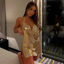 Load image into Gallery viewer, Sexy and Fashionable Women's Elegant Short Dress with Hanging Neck Backless Bottom Chest Sequin Party Girl Dance Dress