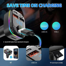 Load image into Gallery viewer, Car Charger Bluetooth 5.0 FM Transmitter Handsfree PD Type-C Dual USB Ambient Player MP3 Charger Type-C Wireless Light