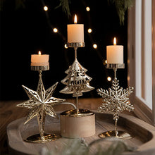 Load image into Gallery viewer, Christmas Golden Wrought Iron Candlestick Star Elk Christmas Tree Candle Holder Merry Christmas New Year Table Decoration