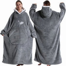 Load image into Gallery viewer, Extra Long Wearable Flannel Blanket | Hooded with Sleeves, Cozy Winter Throw for Adults