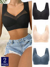 Load image into Gallery viewer, 2PCS Women Sport Lace Bras Plus Size Seamless Bra Bralette Backless Lady Brassiere Vest Female Gather Shock-Proof Wireless L-3XL