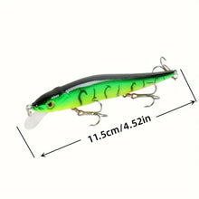 Load image into Gallery viewer, 1pc 4.52inch/0.49oz Plastic Simulation Lure, Minnow Hard Bait With 3 Treble Hooks, Artificial Bait For Pike Carp