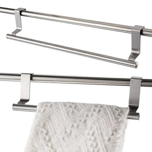 Over Door Towel Rack - Stainless Steel Hanging Bar for Bathroom and Kitchen Cabinet