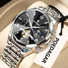 Load image into Gallery viewer, POEDAGAR Original Luxury Men's Watch Waterproof Luminous Chronograph Men Wristwatch Stainless Steel Quartz Watches For Man Reloj