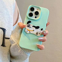 Load image into Gallery viewer, Korean Cute 3D Cartoon Embroidery Dog Phone Case For iPhone 17 16 15 14 13 11 12 Pro Max Plus Funny Puppy Leather Pattern Cover