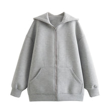 Load image into Gallery viewer, 2024 Spring and Autumn New Casual Street Loose Oversize Hooded Zipper Hoodie Space Cotton Jacket Coat Lazy Women's Cardigan