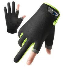 Load image into Gallery viewer, Summer Men Fishing Gloves Women Two Finger Cut Male Touchscreen Angling Anti-Slip Sun-Proof Breathable Cycling Fitness Gloves