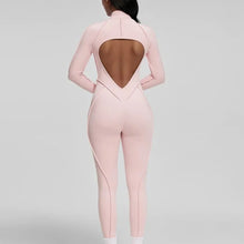 Load image into Gallery viewer, FUBEIKE Women's Yoga Set Fashion Sexy Slim Fit Long Sleeve Zipper Sports Gym Workout Legging Bodysuits Outdoor Activewear