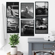 Load image into Gallery viewer, Scandinavian Fashion Wall Art - Black and White Racing Car - HD Poster for Home Decor