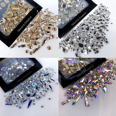150pcs Round Flatback Glass Rhinestones + 20pcs Odd Shapes for Jewelry/Nail Art Design