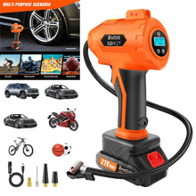 Load image into Gallery viewer, Tyre Inflator Cordless Air Compressor, 21V Rechargeable Battery Powered 180PSI Portable Handheld Car Tyre Pump