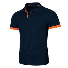 Load image into Gallery viewer, Men's short sleeve color matching fashion with men's lapel short sleeve