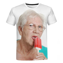 Load image into Gallery viewer, Y2K Top Fashion Senior Women Licking Popsicle 3D Print T Shirt Summer Men T-shirt Kawaii Grandma Fun Popsicle Short Sleeve Tees
