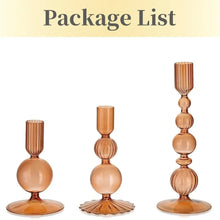 Load image into Gallery viewer, 3Pc/Set Glass Candle Holders Flower Vase Candlestick for Home Wedding Table Centerpiece Decoration