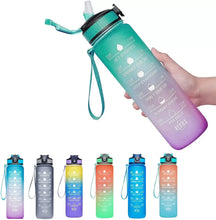 Load image into Gallery viewer, 1L Large Capacity Gradient Water Bottle with Straw, Leakproof &amp; Time Marker for Fitness