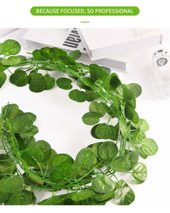 2.1M Green Ivy Leaf Hanging Vine Artificial Garland – Silk Wall Plant Home Garden Decoration Wedding Party DIY Fake Wreath Leaves