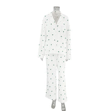 Load image into Gallery viewer, Summer New Love Heart Print Pyjama 100% Cotton Long Sleeve Set 2Pcs Outfit Lapel Sleepwear Button Down Women's Pajamas Nightwear