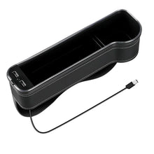 Load image into Gallery viewer, New Car Crevice Storage Box with 2 USB Charger Colorful LED Seat Gap Slit Pocket Seat Organizer Card Phone Bottle Cups Holder