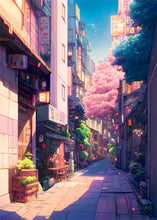 Load image into Gallery viewer, Japanese Street Scenery Sakura Architecture Canvas Posters and Prints Wall Art Paintings Mural for Modern Living Room Home Decor