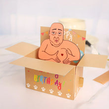 Load image into Gallery viewer, 1pc Hilarious Happy Birthday Pop-Up Card - Humorous 3D Character Design with Heart Balloons &amp; Confetti, Whimsical Card