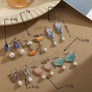 Marble & Pearl Earrings: Vintage, Geometric, Alloy

pen_spark
