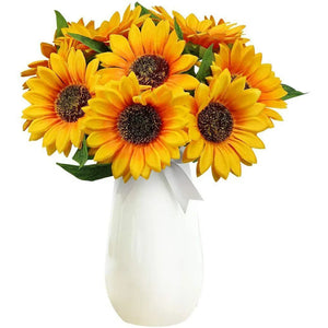 Artificial Sunflower Bouquet - 7 Heads 29cm Fake Flowers for Home, Wedding & Party Décor