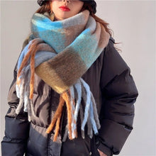 Load image into Gallery viewer, 2025 Winter Thick Warm Scarf Women Cashmere Shawl and Wraps Pashmina Neckerchief Bufanda Female Rainbow Hairy Tessel Echarpe New