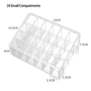 24 Grid Lipstick Holder Acrylic Cosmetics Jewelry Nail Polish Storage Display