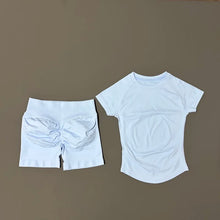 Load image into Gallery viewer, 2 Piece Workout Sets for Women, Seamless Short Sleeve Yoga Top &amp; High Waist Running Shorts, Activewear Gym Outfit