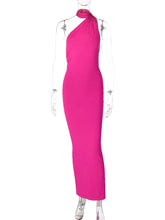 Load image into Gallery viewer, Hugcitar One Shoulder Backless Adjustable Scarf Loop Ruched Sexy Maxi Dress Women Elegant Y2K Streetwear Festival Outfit