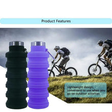 Load image into Gallery viewer, Collapsible Reusable Water Bottle BPA Free Silicone Foldable Portable Hiking Cup