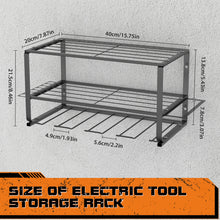 Load image into Gallery viewer, DayPlus 3-Tier Power Tool Storage, Heavy Duty Metal Tools Shelf Organizer Rack for 4 Drill Tools, Toolbox, Screwdrivers, Pliers