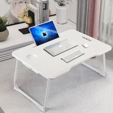 Load image into Gallery viewer, Folding Laptop Bed Desk With Cup Holder Multifunctional Dormitory Bedroom Bed Desk With Drawer Portable Desk
