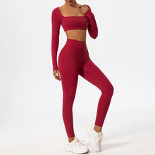 Load image into Gallery viewer, Ctenkevet Long-Sleeved Sports Fitness Set Women Outdoors Running Activewear Female Yoga Clothes Crop Top Sport Outfit For Woman
