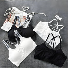 Load image into Gallery viewer, Sports underwear Women Yoga Fitness Seamless Crop Top Wide Letter Straps Comfortable Workout Activewear