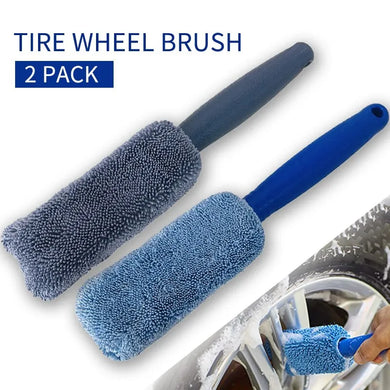 2-Piece Car Wash Brush Microfiber Tire Scrubber Wheel Trunk Dust Remover Clean Tool