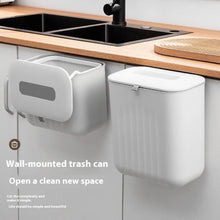 Load image into Gallery viewer, Trash Bin Without Punching Silicone Handle with Lid Two-way Opening Lid Wall-mounted PP Paper Basket Storage Tube Household Item