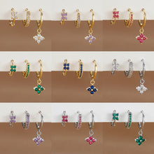 Load image into Gallery viewer, 3PCS Trendy Stainless Steel Flower Drop Earring Set For Women Crystal Zirconia Dangle Earring Hypoallerg Piercing Jewelry aretes