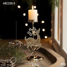 Load image into Gallery viewer, Christmas Golden Wrought Iron Candlestick Star Elk Christmas Tree Candle Holder Merry Christmas New Year Table Decoration