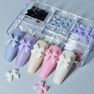 30pcs Kawaii Mini Bow 3D Nail Art Decorations - Cute Matte Butterfly Resin Charms Set