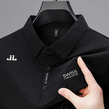Load image into Gallery viewer, New Men's Business Casual Short Sleeved Shirt with Badge Solid Color Polo Shirt Fashionable Breathable Comfortable Versatile Top