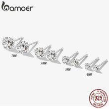 Load image into Gallery viewer, Bamoer CZ Stud Earrings 925 Sterling Silver Platinum Plated Round Cubic Zirconia Hypoallergenic Barbell Earrings 4-7mm