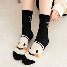 Load image into Gallery viewer, Happy Face Crew Socks - Cartoon Cat Mid Tube Women&#39;s Stockings