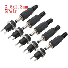 Load image into Gallery viewer, 10Pcs DC Connectors 5.5x2.1mm Male Female Jack Socket Nut Panel Mount Adapter