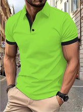 Load image into Gallery viewer, Men's short sleeve color matching fashion with men's lapel short sleeve