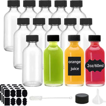 Load image into Gallery viewer, 2oz Mini Clear Glass Bottles with Lids Small Juice Shot Jars