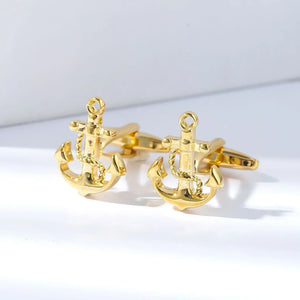 High-End Anchor Rudder Cufflinks & Tie Clip Set, Navy Style, Men's Gifts