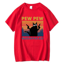 Load image into Gallery viewer, Pew Pew Madafakas Tshirt Men Short Sleeve Novelty Funny Cat T Shirt Cotton Loose Tops Shirts Tee T-Shirt Crew Neck Streetwear