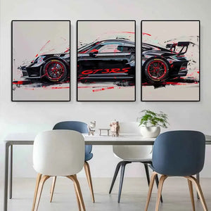 GT3 RS Graffiti Wall Art, HD Canvas Print Poster, Home, Living Room, Room Decoration
